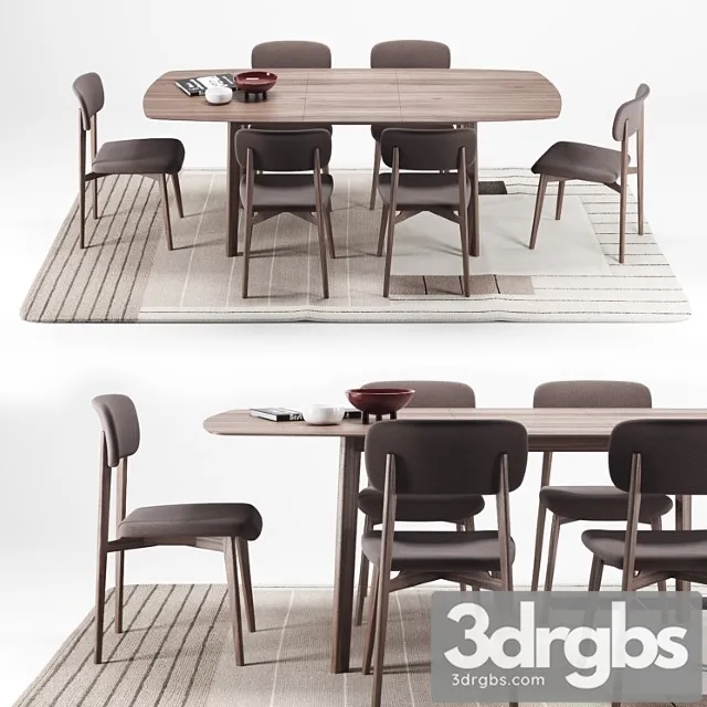 Calligaris cream table + stockholm chair 2 3D Model Free