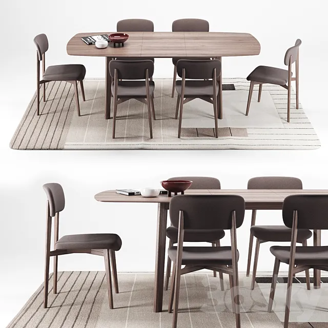 Calligaris Cream Table + Stockholm Chair 3DModel