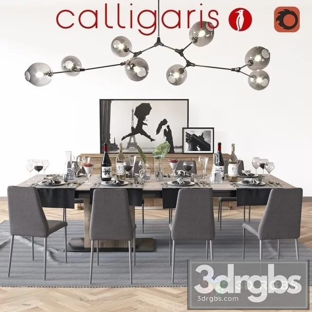 Calligaris Dining Set 3D Model Free