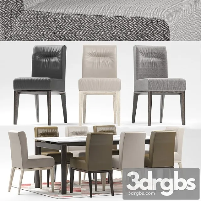 Calligaris esteso wood table and calligaris tosca chairs 2 3D Model Free