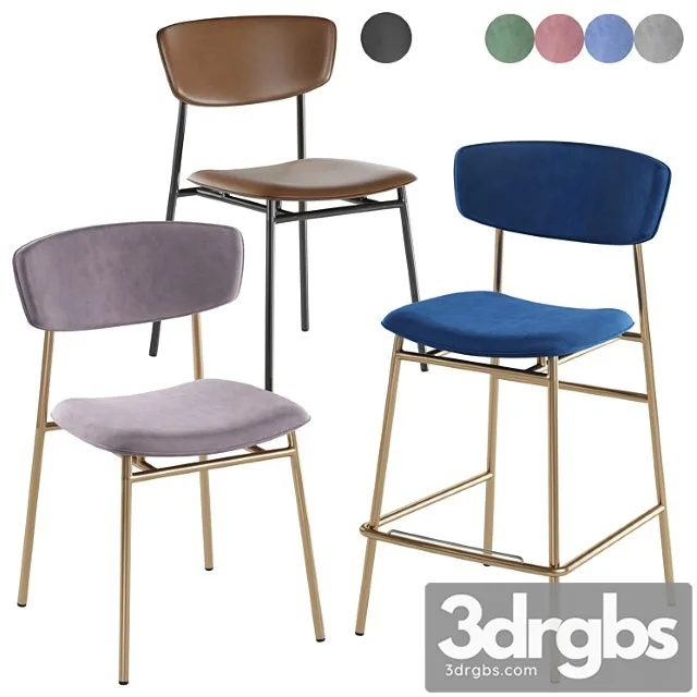 Calligaris fifties chair barstool 2 3D Model Free
