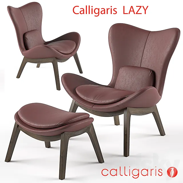 Calligaris Lazy armchair & footstool 3DModel