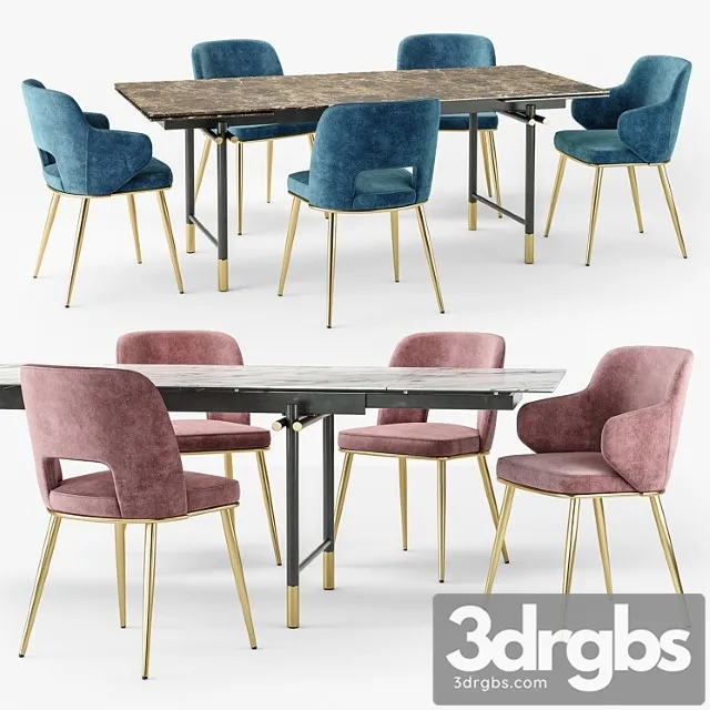 Calligaris monogram table foyer chair set 2 3D Model Free