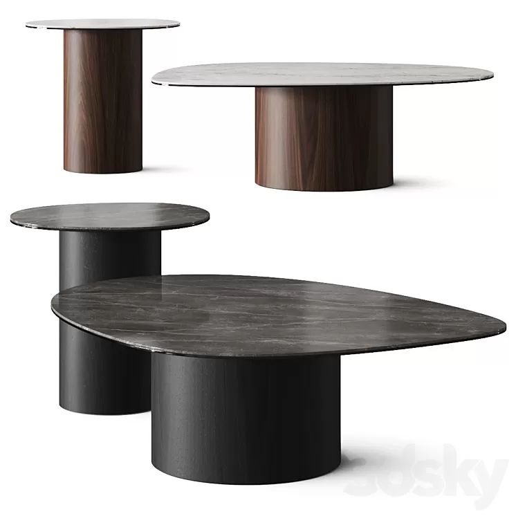 Calligaris Mushroom Marble Coffee Tables 3D Model Free
