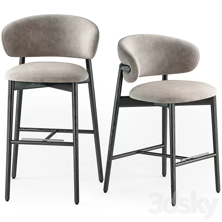 Calligaris Oleandro wood stool 3D Model Free