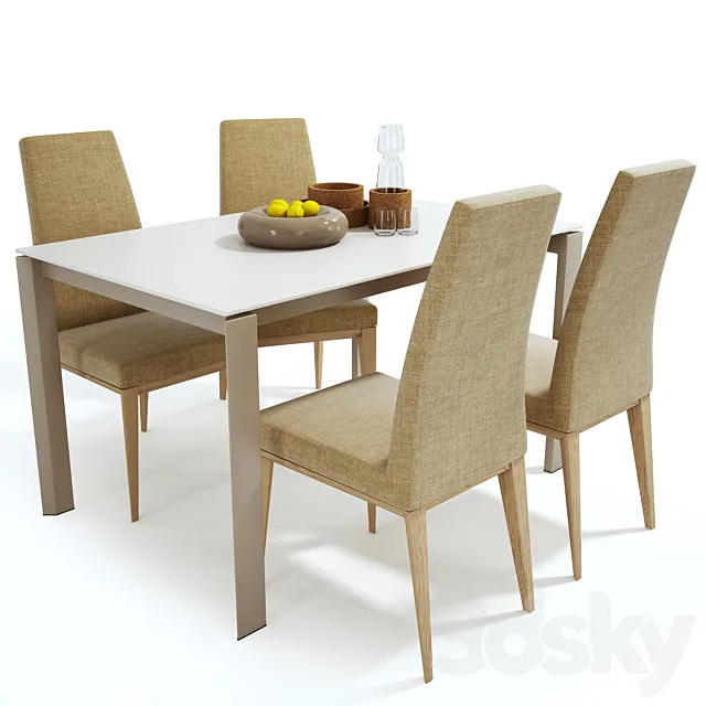 Calligaris set table Duca chair Bess 3D Model