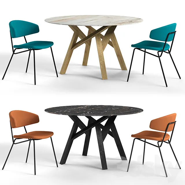 Calligaris sophia chair and jungle table 3DModel
