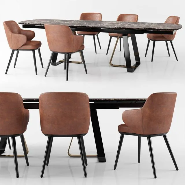 Calligaris Sunshine Tavalo table_Foyer chair 3D Model