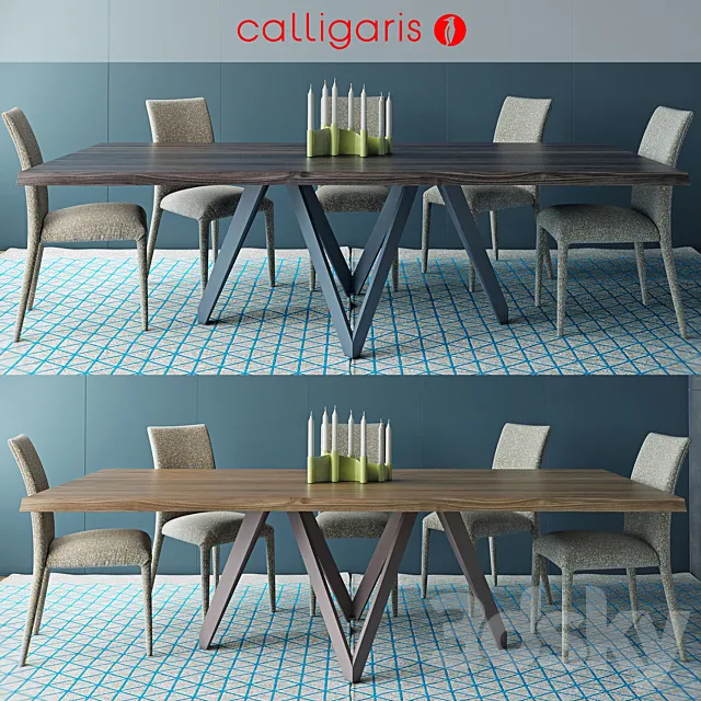 Calligaris table CARTESIO Table_ANÄIS Chair 3DModel