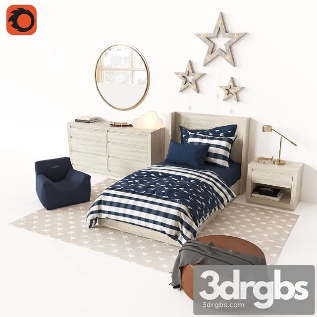 Callum Platform Bed With Headboard 3D Model Free