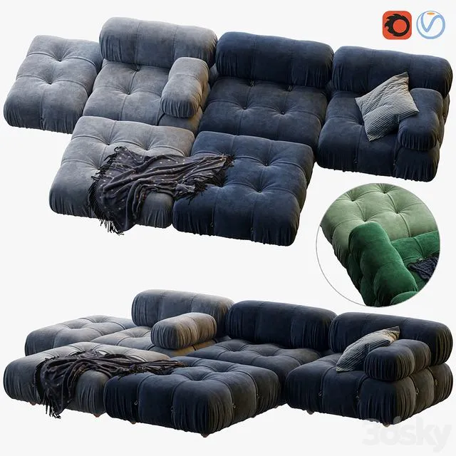 Camaleonda Sofa by B&b Italia (blue and green) 3D Model