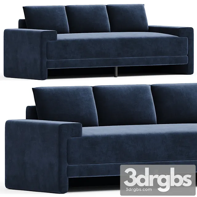 Camden Ink Blue Velvet Sofa 3D Model Free