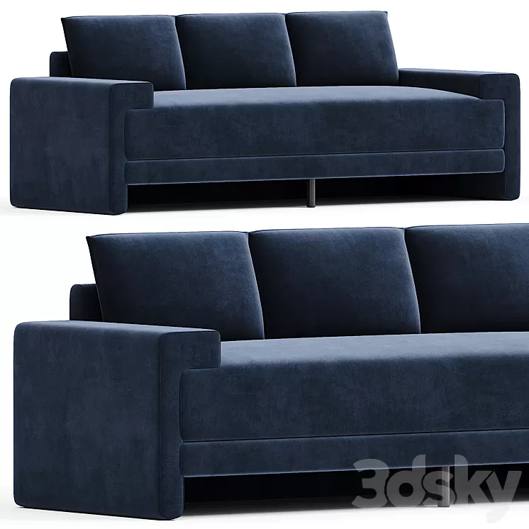 CAMDEN INK BLUE VELVET SOFA 3D Model Free
