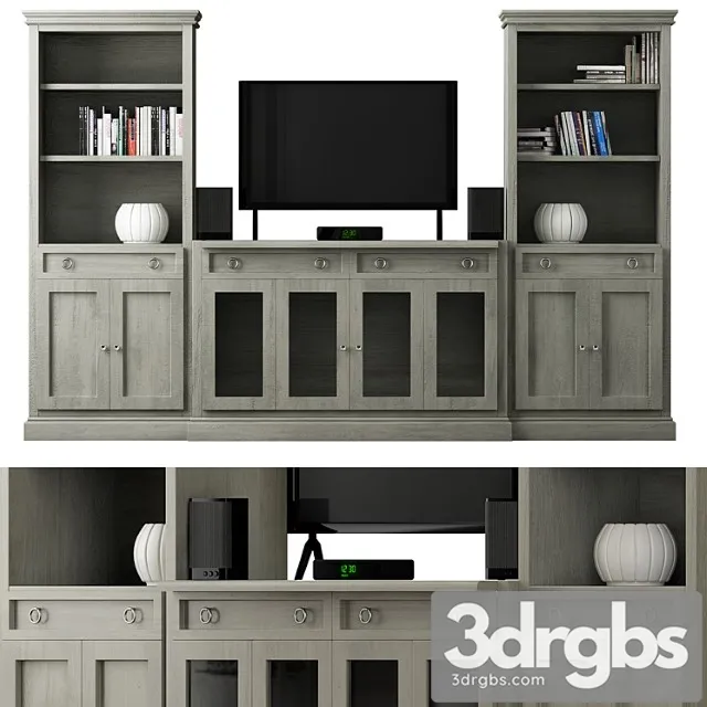 Cameo 4-piece gray storage bookcase entertainment 3D Model Free