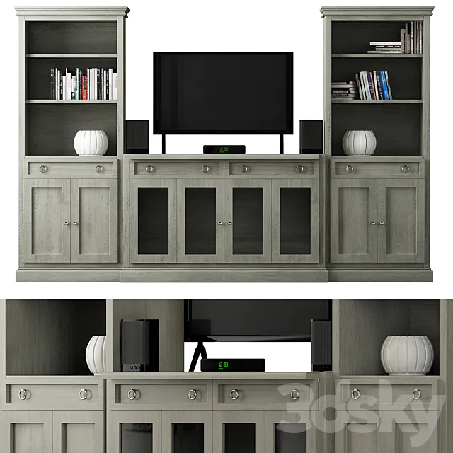 Cameo 4-Piece Gray Storage Bookcase Entertainment 3D Model