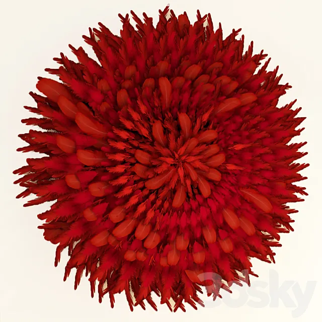 Cameroonian hats feathers interior decoration 3D Model