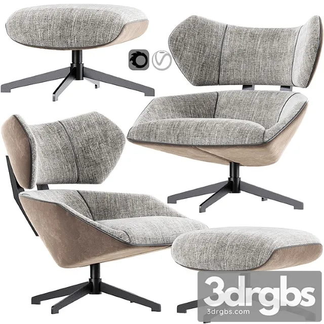 Camila armchair with pouf 3D Model Free