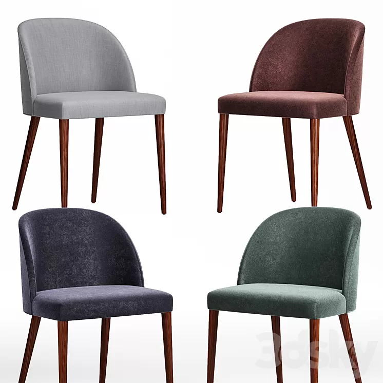 Camille Anthracite Italian Dining Chair 3D Model