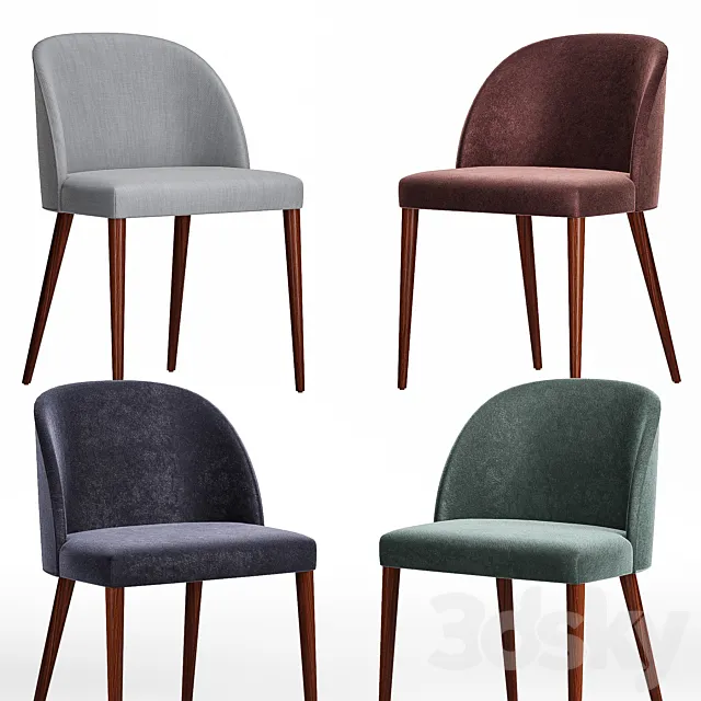 Camille Anthracite Italian Dining Chair 3DModel