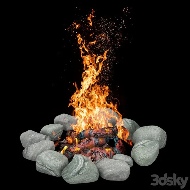 Camping fire 007 3D Model