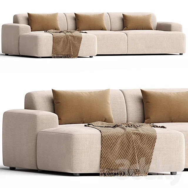 Canapé d'angle 4 places couleur grège Melva 3DModel