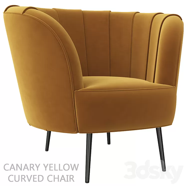 Canary yellow curved chair 3D Model