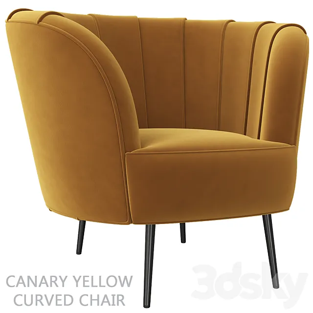 Canary yellow curved chair Free Download