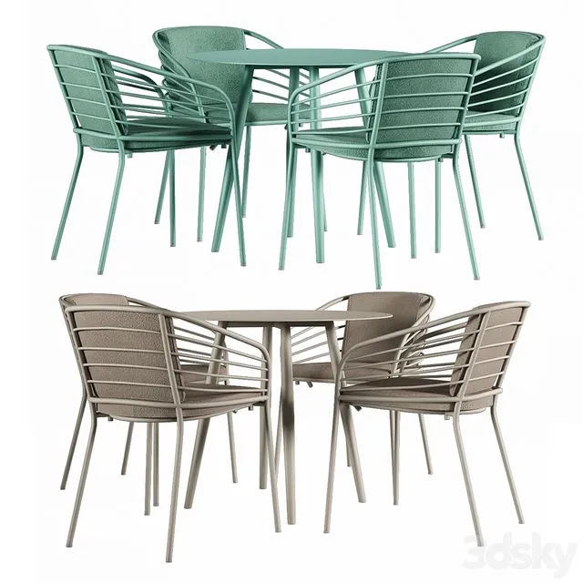 Cancun Outdoor cafe table and chair set by BoConcept 3D Model