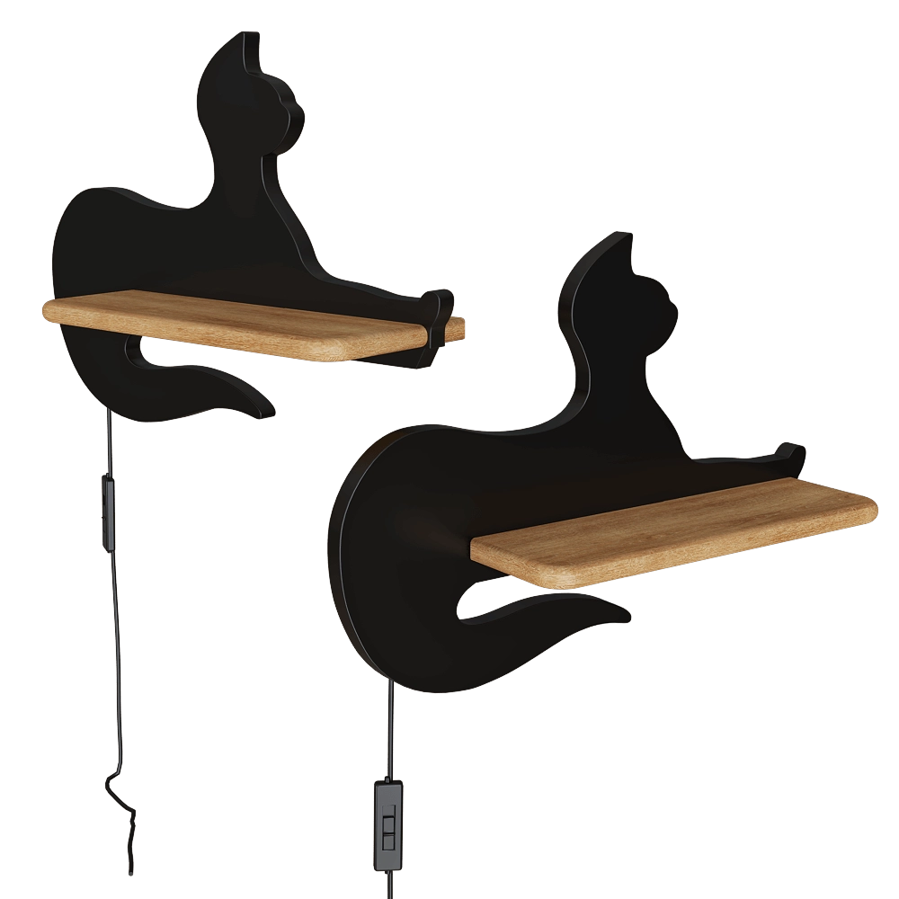 Candellux Lighting - Wall lamp 5W LED Cat Kids black with Candellux cable 21-26002 3D Model