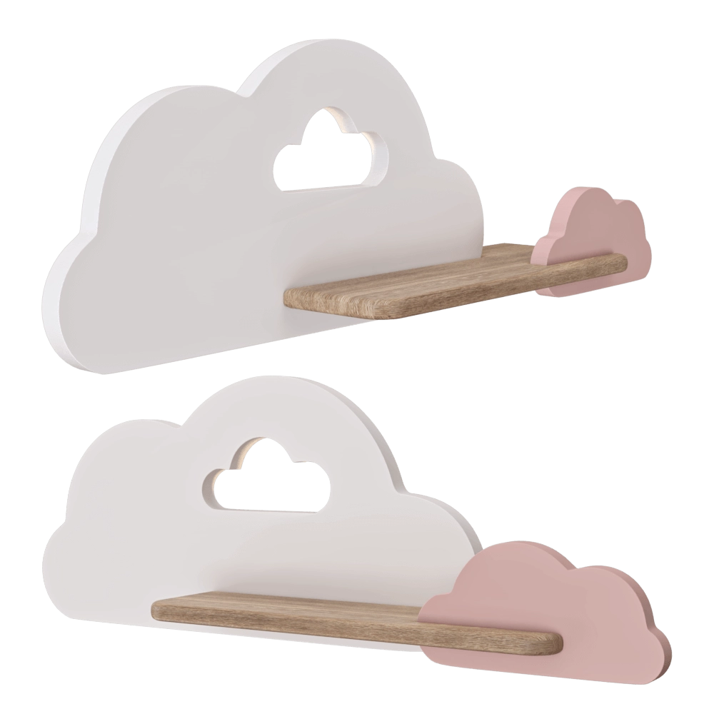 Candellux Lighting - Wall lamp shelf Cloud Kid's White+pink 3D Model