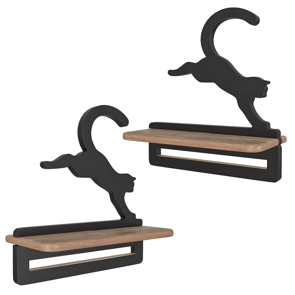 Candellux Lighting - Wall lamp shelf Kid's black jumping cat 3D Model