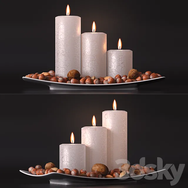 candle and nuts 3D Model
