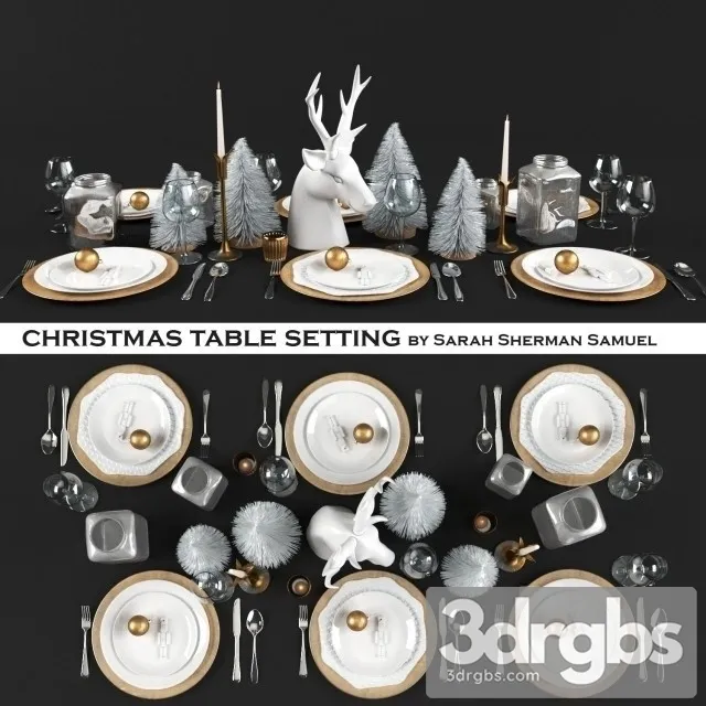 Candlelit Christmas Table 3D Model Free