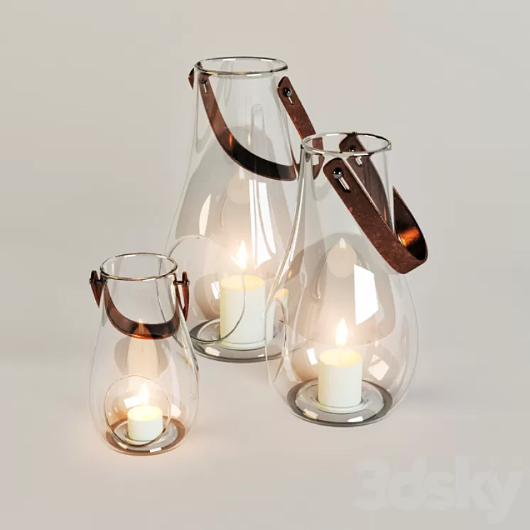 Candles in jars 3D Model