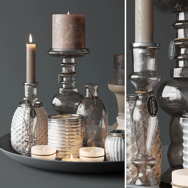 Candles set 3D Model