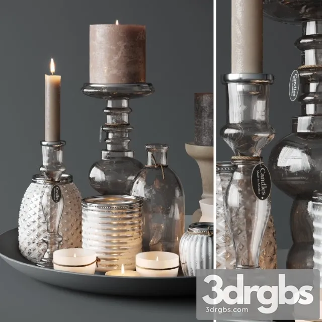 Candles Set 3D Model Free