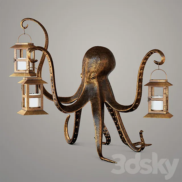 candlestick Aardvark Octopus Lantern 3D Model