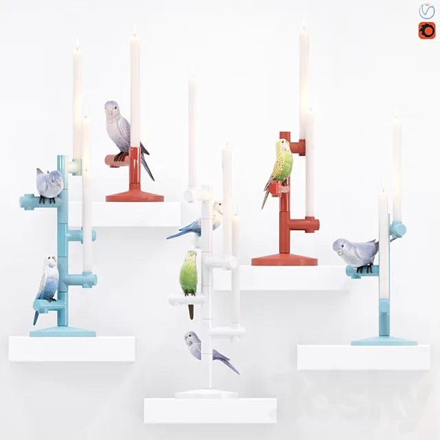 Candlesticks "The Parrot Party" 3DModel