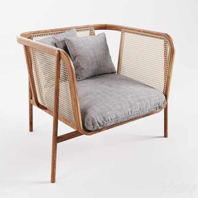 Cane Collection Rattan One Seat Lounge 3D Model