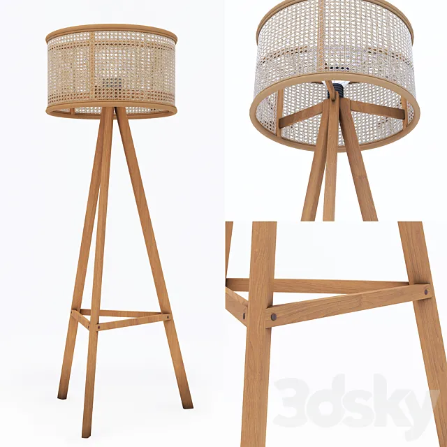 Cane rattan floor lamp 3DModel