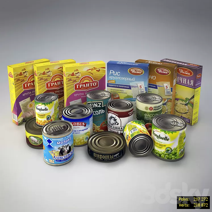 Canned and cereals 3D Model