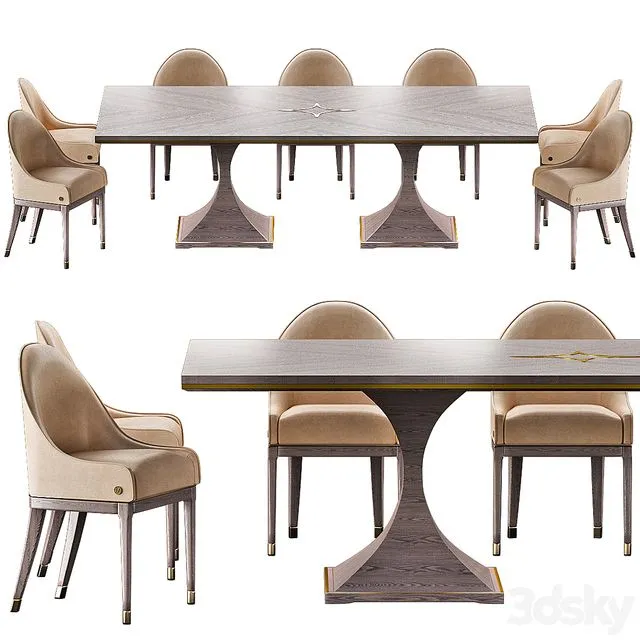 CANNES Montenapoleone Chairs and ROYAL Montenapoleone Tables 3D Model