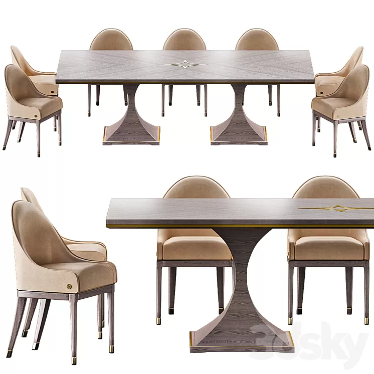 CANNES Montenapoleone Chairs and ROYAL Montenapoleone Tables 3D Model