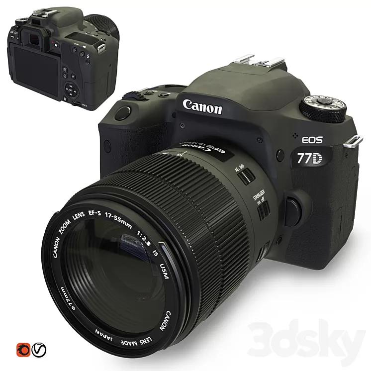Canon EOS 77D SLR Camera 3D Model