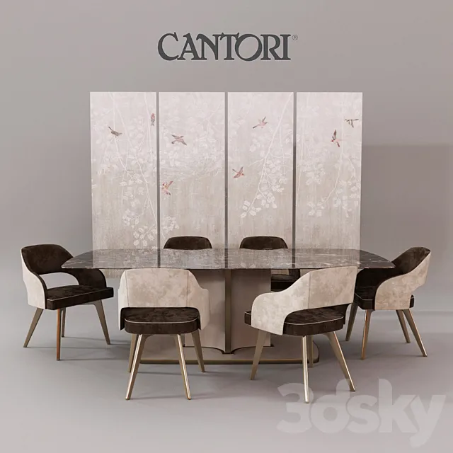 Cantori Adria chair and Voyage Tables 3D Model