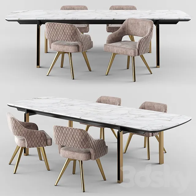 Cantori MIRAGE Rectangular table_ADRIA chair 3D Model