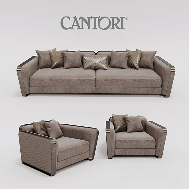 Cantori Voyage sofa and armchair 3D Model