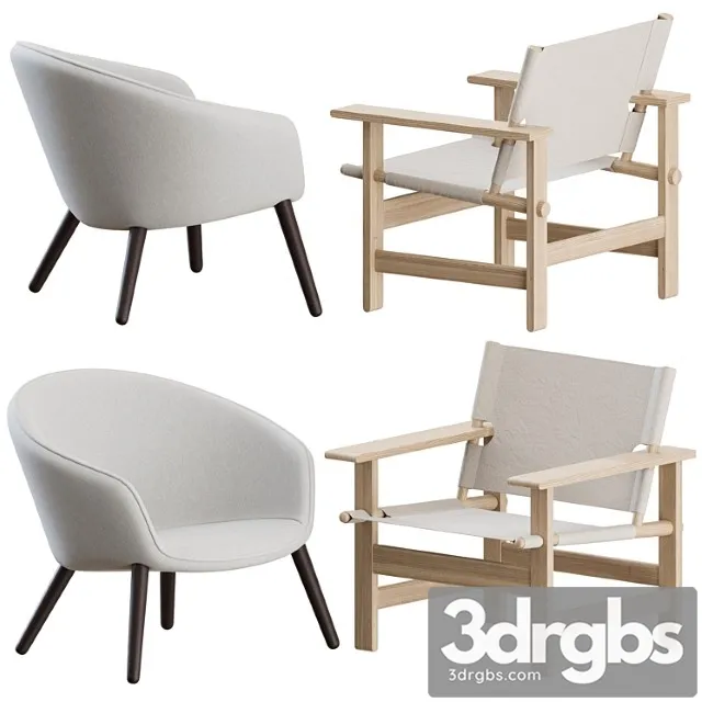 Canvas Ditzel Lounge Chairs By Fredericia 3D Model Free