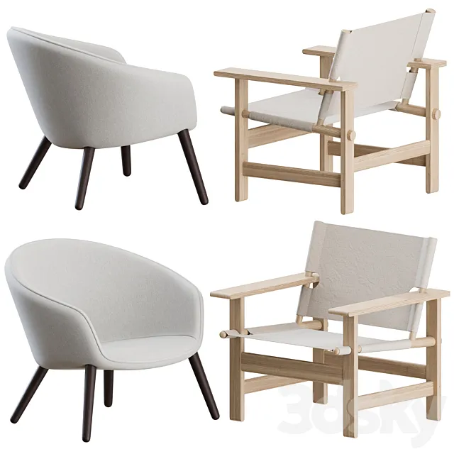 Canvas + Ditzel Lounge Chairs by Fredericia 3D Model