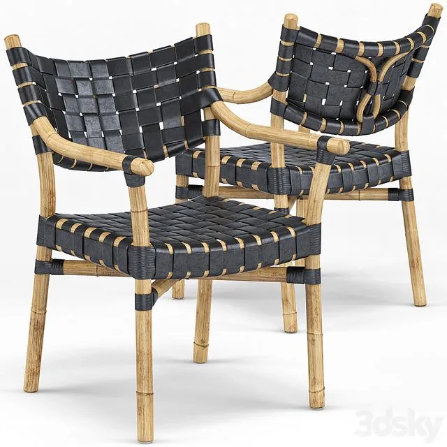 Canyon Leather And Rattan Chair 3D Model